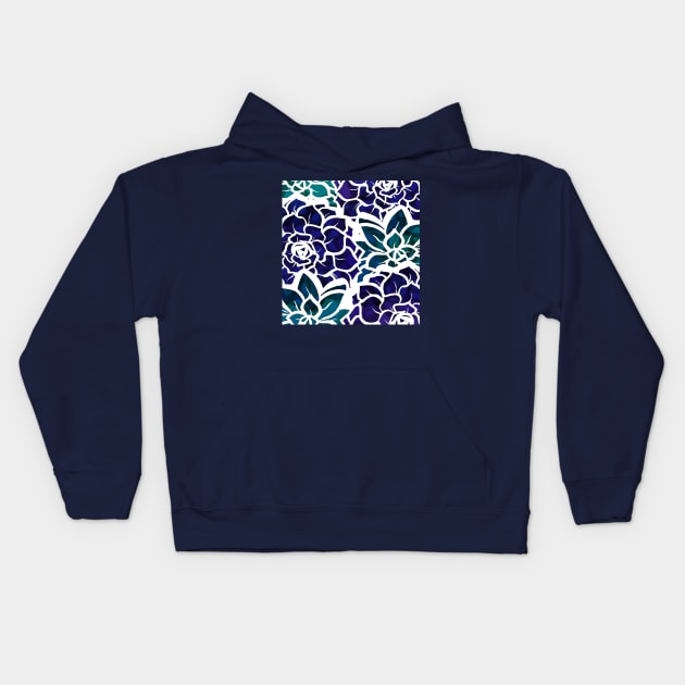 Succulent Mash-up - Purple and Teal Hues - Digitally Illustrated Abstract Flower Pattern for Home Decor, Clothing Fabric, Curtains, Bedding, Pillows, Upholstery, Phone Cases and Stationary Kids Hoodie by cherdoodles